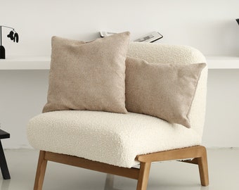 Teddy Boucle Beige Throw Pillow Cover, Comfy Textured Any Size Lumbar Pillow Case, Soft Cushion Cover, Hidden Zipper, Boho Home Decor, 20x20