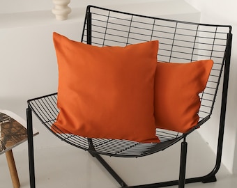 Orange Outdoor Throw Pillow Cover, Any Size High Quality Waterproof & Stainproof Pillow Case, Summer Decor, Patio Porch Pillow Decor, 30x30