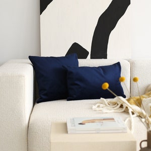 Velvet Navy Blue Throw Pillow Cover, Soft Luxurious Velvet Lumbar Cushion Cover, Decorative Dark Blue Elegant Pillow Cover, Euro Sham, 18x18