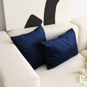 Navy Blue Luxury Velvet Throw Pillow Cover, Custom Soft Velvet Lumbar Cushion Cover, Handmade Dark Blue Elegant Pillow Cover,Euro Sham Cover