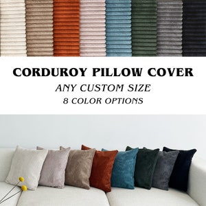 Corduroy Throw Pillow Cover, Any Size Super Soft Cord Velvet Pillow Case, Cozy & Comfy Ribbed Velvet Cushion Cover, 8 Colors, 18x18, 20x20 zdjęcie 1