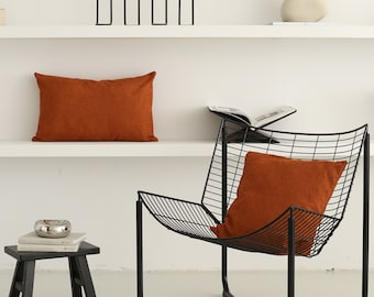Terrakotta Teddy Bouclé örngott, mjukt boho ländryggsörngott i valfri storlek, osynlig dragkedja, handgjort bekvämt och texturerat örngott