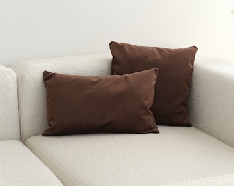 Samt Brauner Dekokissenbezug, Weicher Luxus Handgefertigter Lendenkissenbezug, Jede Größe, Boho Wohnkultur, Schlafzimmer & Wohnzimmer Dekor, Euro Sham