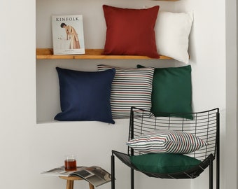 Housse de coussin d'extérieur, taie d'oreiller de toutes tailles résistante à l'eau, taie d'oreiller personnalisée bleu vert rouge, décoration maison d'été, fermeture éclair invisible