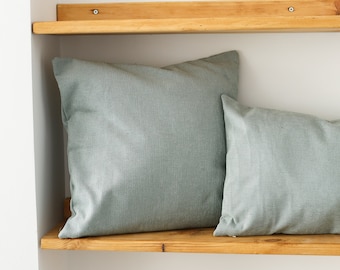 Light Blue Linen Throw Pillow Cover, Comfy Soft Linen Lumbar Pillow Case, Hidden Zipper, Any Size Boho & Cozy Cushion Cover, Euro Sham Cover