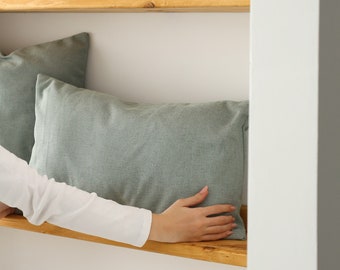 Linen Light Blue Throw Pillow Cover, Comfy & Cozy Linen Lumbar Pillow Case, Invisible Zipper, Soft Any Size Cushion Cover, Euro Sham Cover