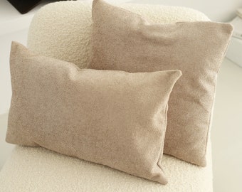 Beige Teddy Boucle Throw Pillow Cover, Soft Textured Boho Cozy Lumbar Pillow Case, All Sizes, Hidden Zipper, Comfy Unique Home Decor, 18x18