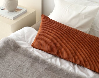 Corduroy Any Size Lumbar Pillow Cover, Long Cord Velvet Pillow Case, Soft Comfy Striped Velvet Oversized Pillow Cover, Boho Bedroom Decor