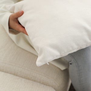 Linen Off-White Throw Pillow Cover, Decorative Handmade Lumbar Pillow Case, Hidden Zipper, Soft Linen Cushion Cover, Any Size, Only Cover