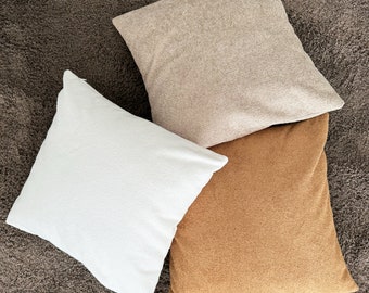 Super Soft Teddy Boucle Throw Pillow Cover, Comfy Beige Camel White Lumbar Pillow Case, Hidden Zipper, Cozy & Boho Home Decor, All Sizes