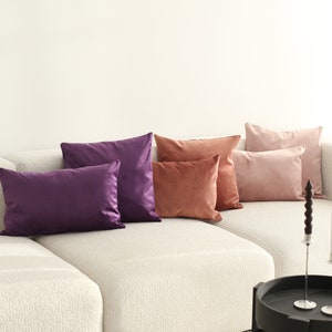Soft Velvet Any Size Throw Pillow Cover, Luxury & Handmade Pillow Case, Pink Purple Tones Velvet Lumbar Cushion Cover, Color Choices, 20x20