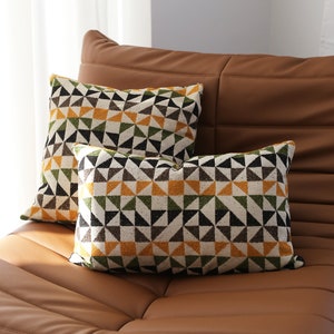 Triangelmönster och texturerat örngott, mjukt geometriskt örngott i boho aztekisk stil, ländryggskuddfodral, alla storlekar, Euro Sham