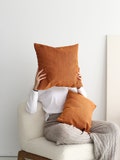Linen Boho Terracotta Pillow Cover, Burnt Orange Linen Lumbar Cushion Cover, Rustic Modern Any Custom Size Throw Pillow Case, Hidden Zipper