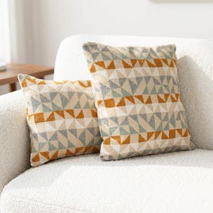 Textured Mid Century Cushion Cover, Modern Triangle Patterned Pillow Case, Geometric Decor