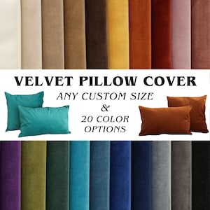 Soft Velvet Throw Pillow Cover, Luxury Handmade Velvet Lumbar Pillow Case, Concealed Zipper Boho Cushion Cover, Any Custom Size, 16x16 18x18