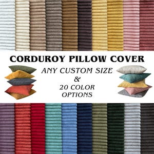 Custom Size Corduroy Pillow Cover, 20 Colors Ribbed Velvet Cushion Case, Personalized Sofa Decor