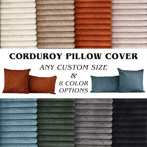 Corduroy Throw Pillow Cover, Soft Any Size Striped Cord Velvet Lumbar Pillow Case, Cozy Home Decor, Comfy Ribbed Velvet Cushion Cover, 20x20