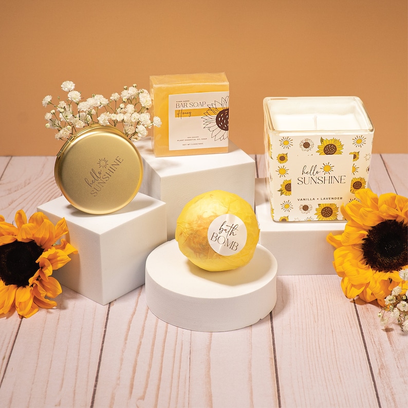 Sunflower Gift Box for Women: Self Care, Get Well Soon Sunshine Crate image 5