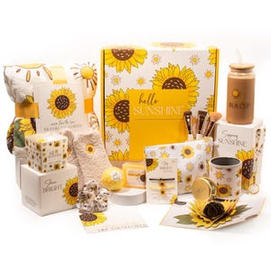 Sunflower Gift Box for Women: Self Care, Get Well Soon Sunshine Crate