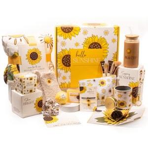 The Love Crate Co Sunflower Gifts for Women, 10pc or 15pc Sunflower Gifts for Women, Get Well Soon Gift Baskets, You Are My Sunshine Gifts