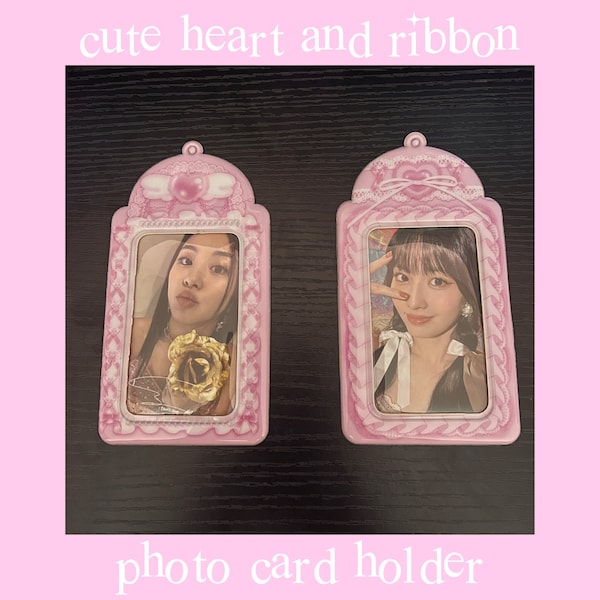 Cute Kawaii Pink Heart Ribbon Kpop Photocard Holder