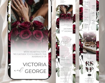 Burgundy Floral Wedding Website Invitation Template (Digital Download) #R2RSBY
