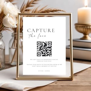 Wedding QR Code Photo Sign Template: Share the Love (Canva Template)