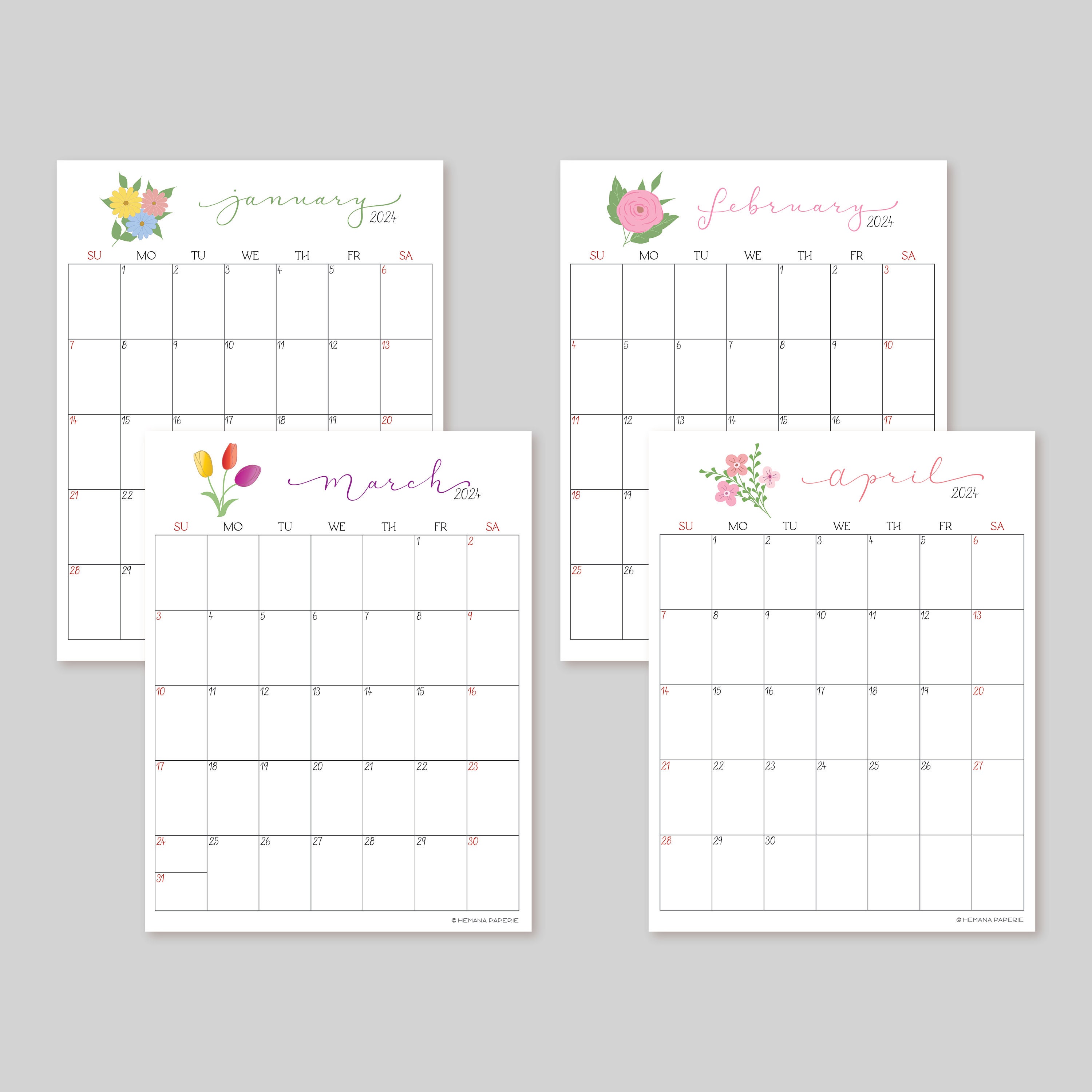 Large Monthly Calendar Planner