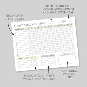 Printable Daily, Weekly, Monthly Habit Tracker 8.5X11 | Digital ...