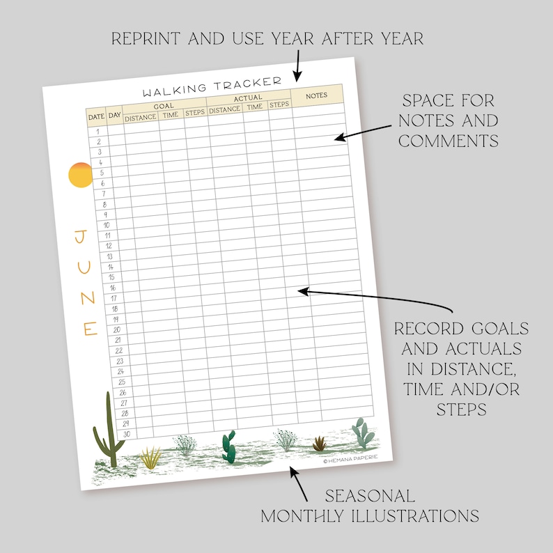 Printable Steps Tracker 8.5X11 | Digital Download | Walking Tracker ...