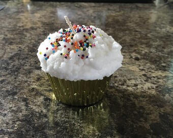 Vanilla Sprinkles Cupcake Candle