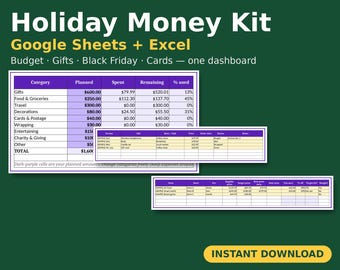 Christmas Budget Planner Spreadsheet, Holiday Budget Tracker, Christmas Gift Tracker, Black Friday List, Card List, Google Sheets Excel