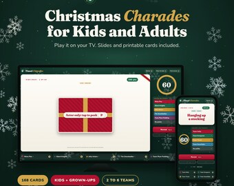 Christmas Charades, Charades Cards for Kids and Adults, Family Christmas Game, Classroom Party Game, TV Game, Google Slides, Printable PDF