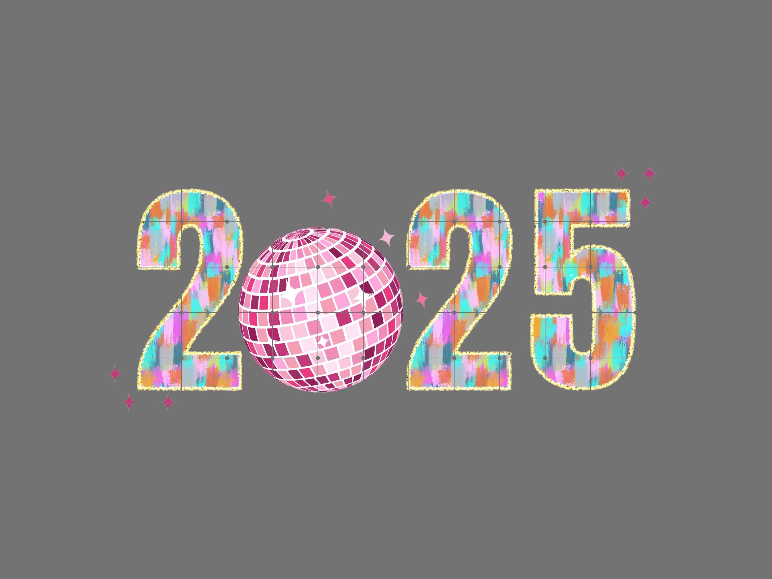 2025 PNG, New Years Glitter 2025 Png Acrylic Brushstroke New Years Png ...