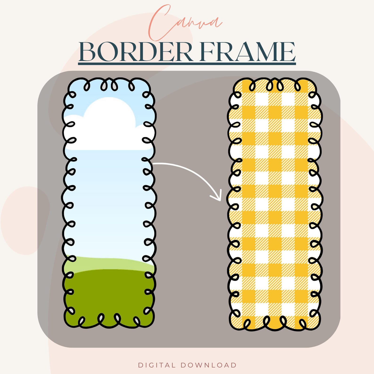 Doodle Border Squiggle Canva Frame Hand Drawn Patchwork Editable ...