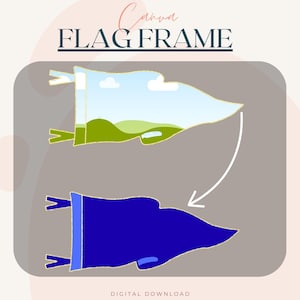 May include: Digital download graphic featuring two flag frame designs. The top frame is green with a landscape fill, and the bottom frame is blue. The text "FLAG FRAME" is displayed above the frames, with "DIGITAL DOWNLOAD" at the bottom.