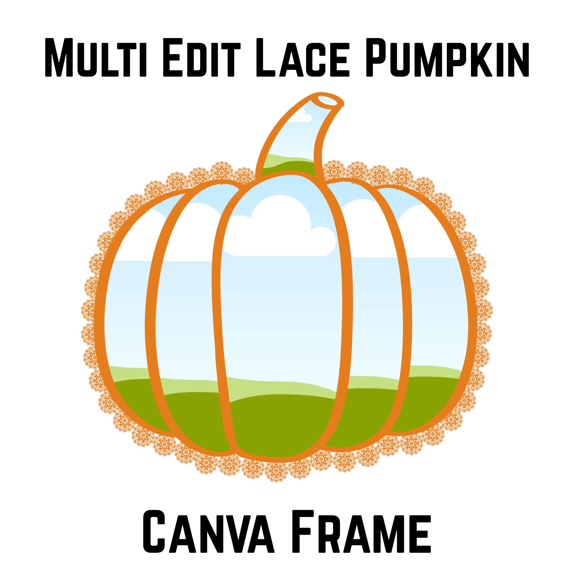 Lace Pumpkin Canva Frame Patchwork Pumpkin Halloween Editable clipart template fall png digital design custom Canva Lace Frame Template