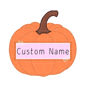 Custom Girls Pumpkin Png Name Plate Monogram Personalized Girl Fall Nameplate Hunting Pink Toile Hand drawn Digital Download Sublimation