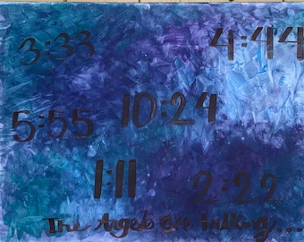 One of a kind angel number, themed acrylic painting 9x12 size