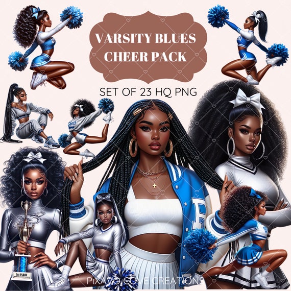Black Cheerleaders Clipart: Varsity Sports Team Graphics (23 PNG)