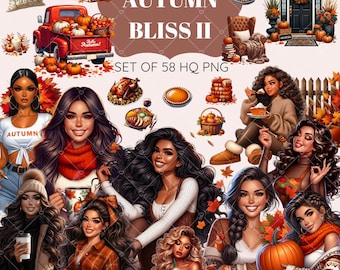 Fall Fashion Latina Clipart: Autumn Bliss Set (58 HQ PNG)