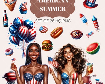 4th of July Clipart Bundle: American Summer PNG Images (Digital Download)