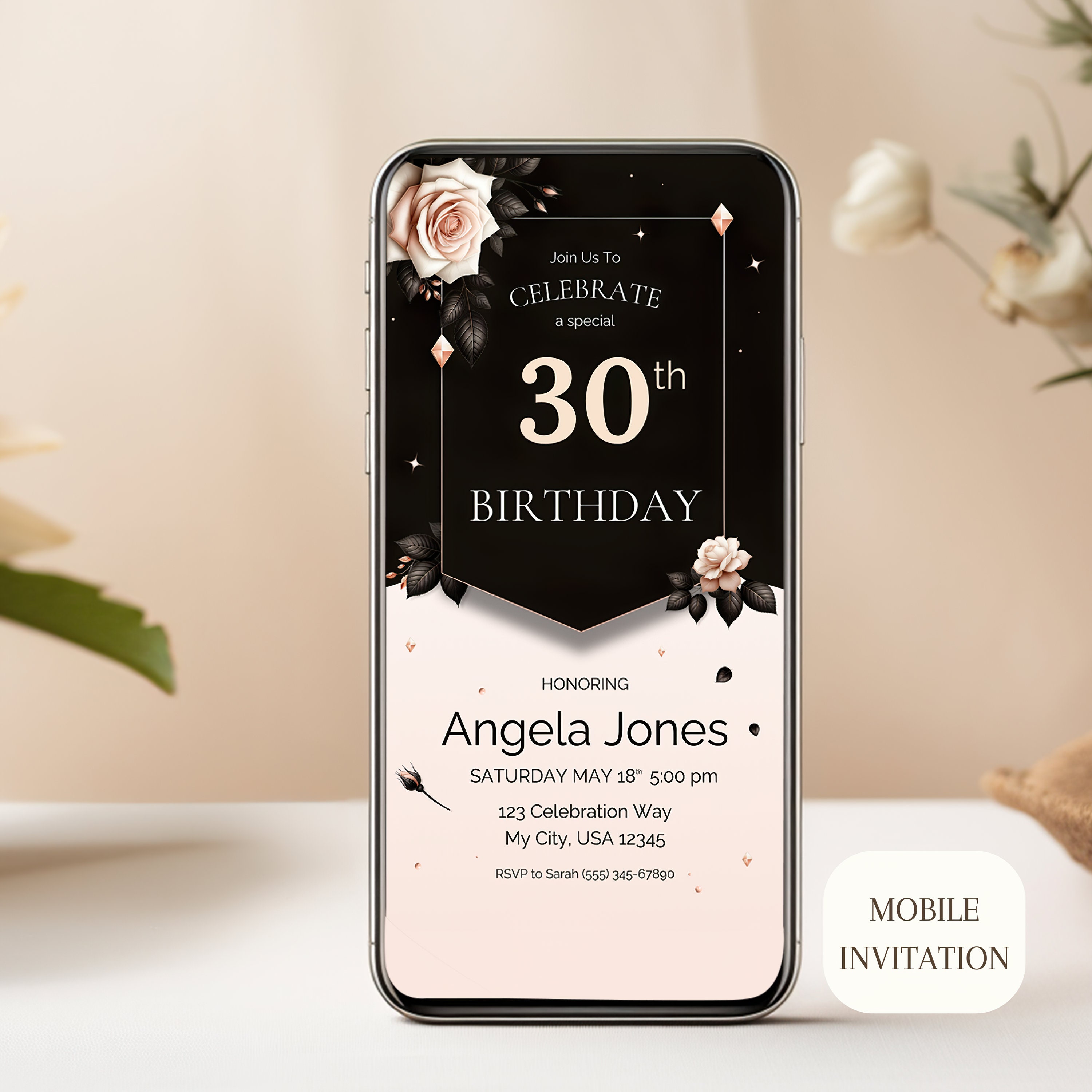 Digital Birthday Invitation, Instant Download, Evite, Template, iPhone ...