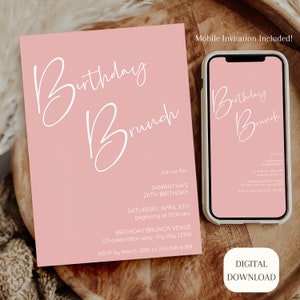 Bearbeitbare Geburtstags-Brunch-Einladung, Brunch-Einladung, bedruckbar oder Text einladen, Geburtstags-Brunch-Vorlage