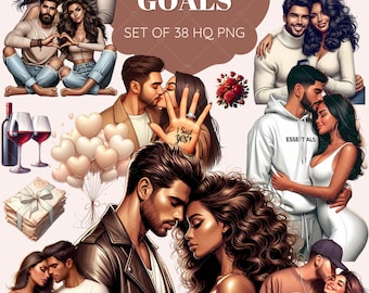 Romantic Latin Couples Clipart Bundle: 38 PNG Illustrations (Digital Download)