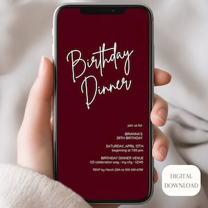 Customizable Birthday Dinner Invitation - Mobile & Text Friendly Digital E-Invite Template for Any Event