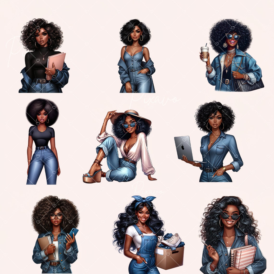 Denim Spring Clipart Denim Black Girl Clipart Planner Girl Clipart Denim Spring Clipart Denim Black Girl Clipart Planner Girl Clipart