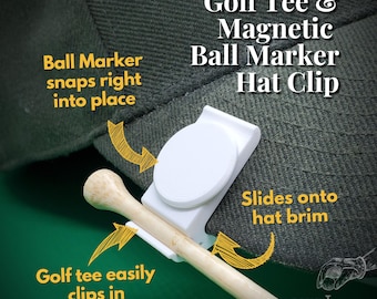 Golf Tee & Magnetic Ball Marker Hat Clip | Monogrammed | 3D Printed