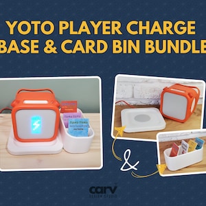 Bespaar 10%: bundel Yoto Player-oplaadstation en kaarthouder | Geschikt voor 2e of 3e generatie spelers | Magnetisch modulair systeem | 3D-geprint
