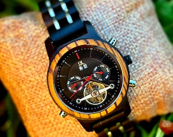 Reloj de madera personalizado para mujer, automático y grabado, regalo de Navidad